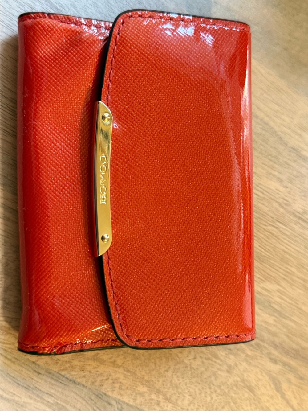 Coach Vermillion Madison 49789 Patent Leather Card Case Wallet